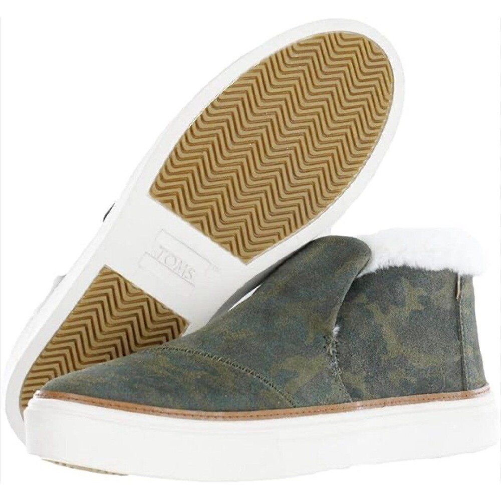 Women’s Toms Paxton Faux Fur Trimmed Sneaker Sz. 7.5 Deep Forrest Camo